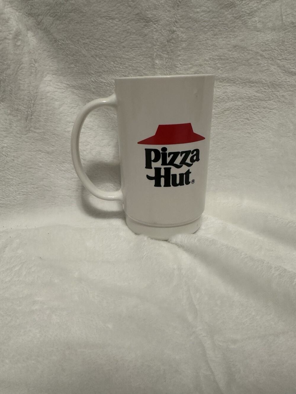 Vintage Pizza Hut white mug with red hat logo